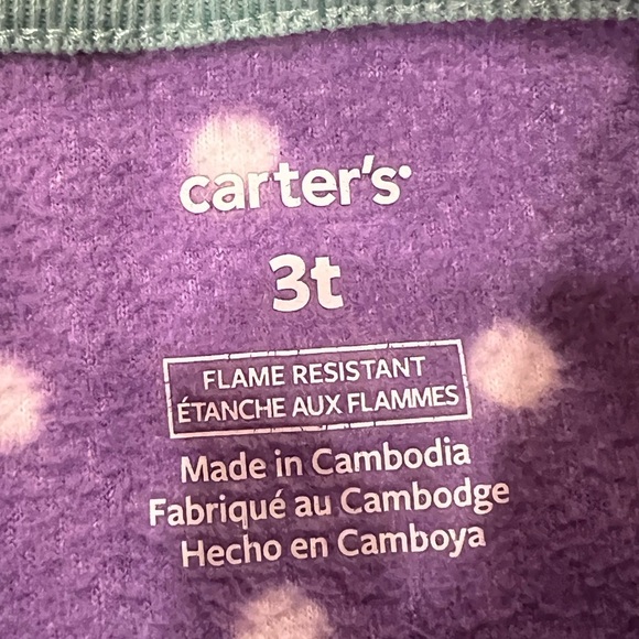 Carter's Bundle of 3 Purple and Pink Footie One Pieces Soft Pajamas Size 3T - Picture 3 of 7